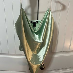 Sea foam green shimmer droop neck bodysuit